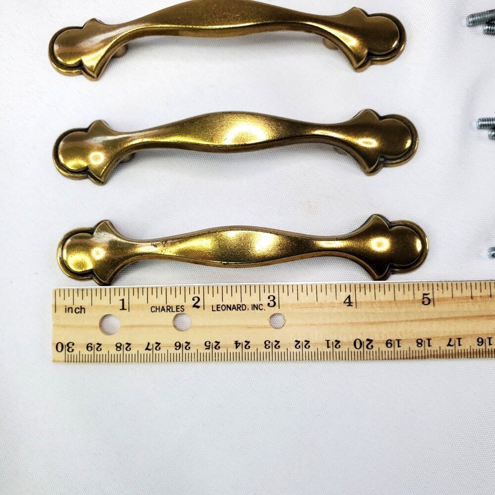 VTG Amerock Brass Ornate Cabinet Handle Drawer Pull Rustic Finishes Regency - Picture 4 of 8